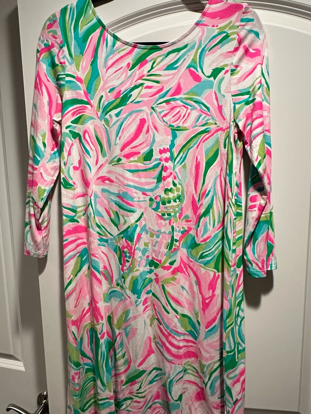 Lilly Pulitzer Pink, Green & Aqua Floral Swing Dress